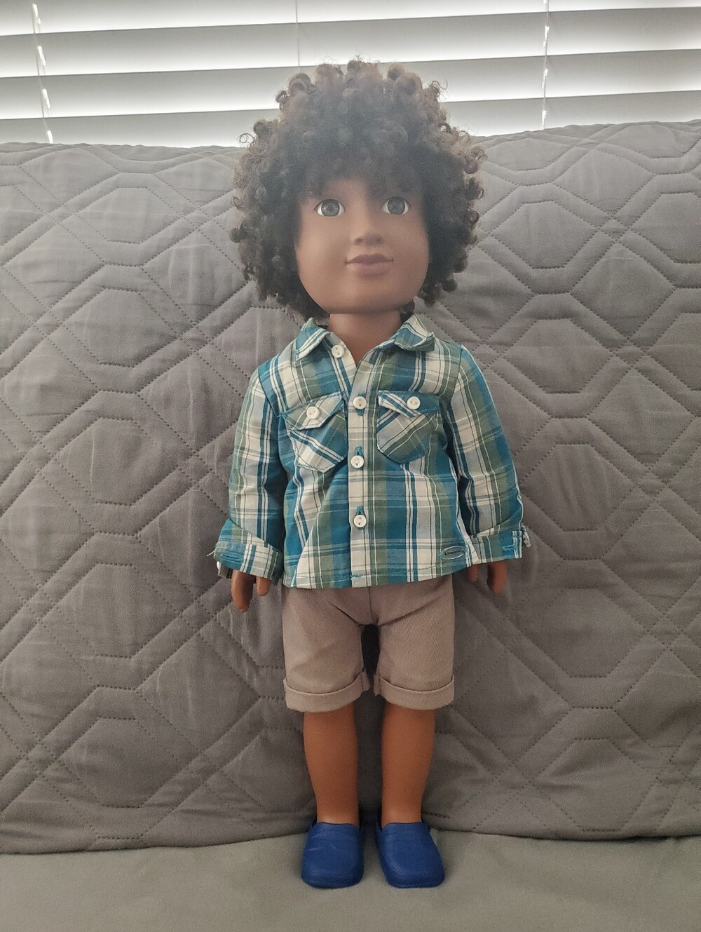 18" Boy Doll 2015 Cititoy / My Life As Brown Curly Hair & Eyes